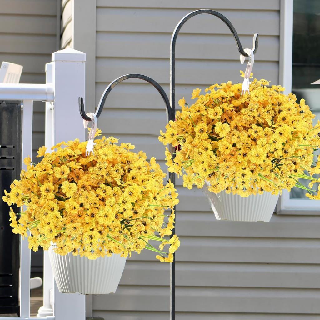 6lı Set Yapay Çiçek Sazlı Mine Sarı Renk 5 Dallı 33cm