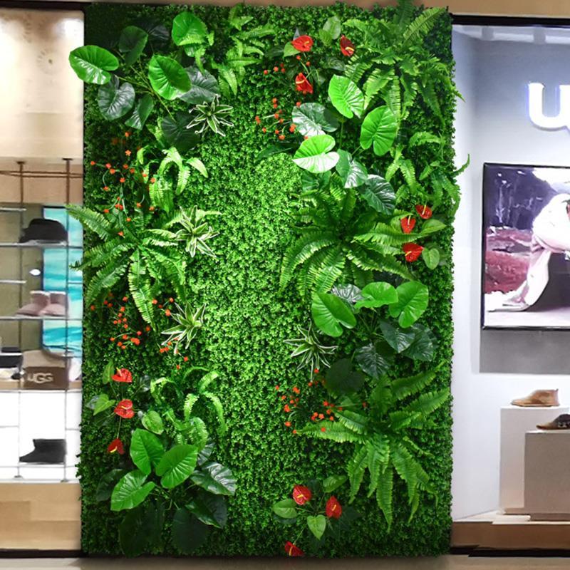 6li Set Yapay Çiçek Yeşillik Bitki Dik Duvar Uygulama Çiçeği 11 Yaprak 6Dal 30*25cm