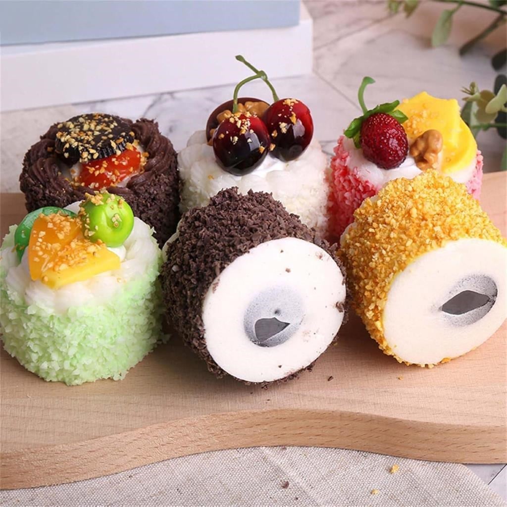 6lı Set Yapay Pasta Yumuşak Dokulu Kare Şeklinde Mini Pasta Magnetli 