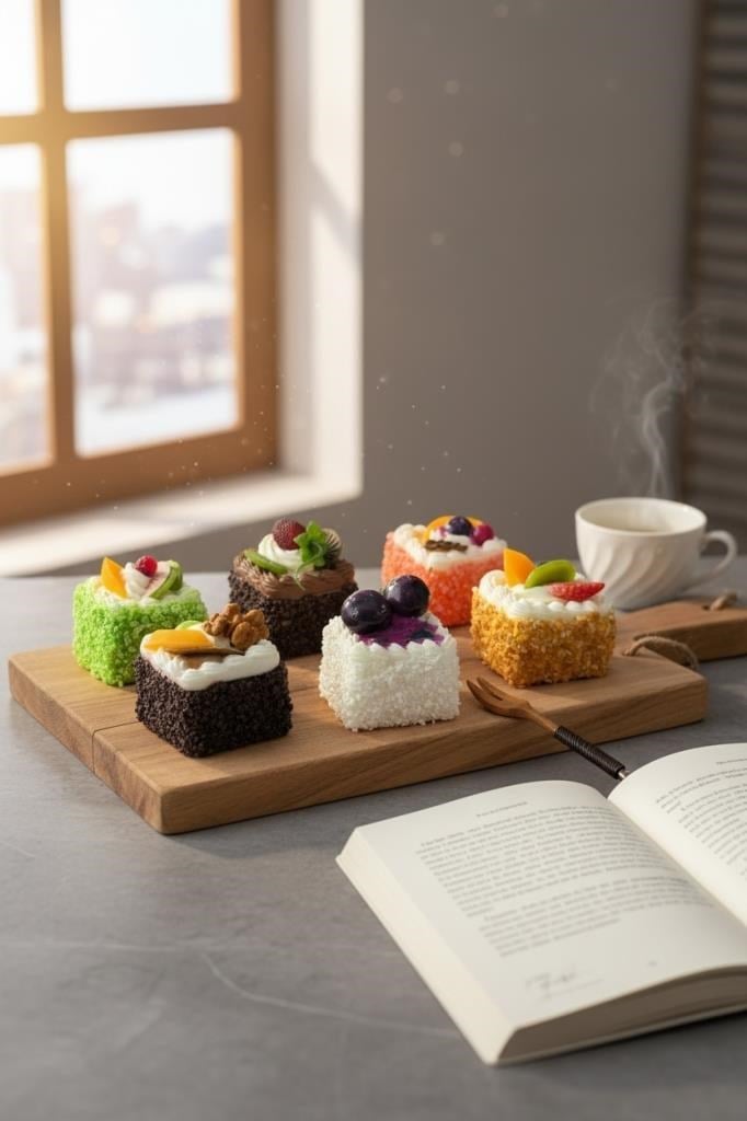 6lı Set Yapay Pasta Yumuşak Dokulu Kare Şeklinde Mini Pasta Magnetli 
