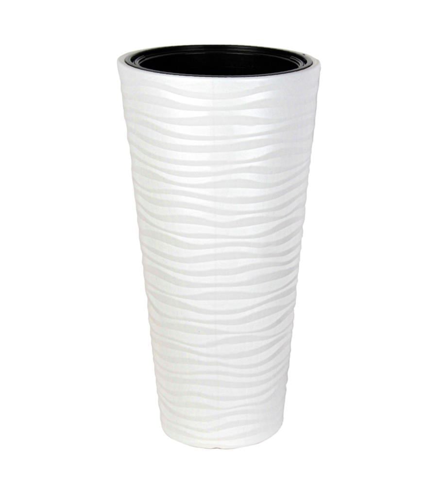 Beyaz Kumsal Vazo Dekoratif Uzun Saksı 5.5 lt  30*57cm