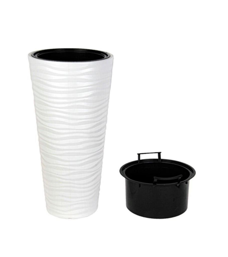Beyaz Kumsal Vazo Dekoratif Uzun Saksı 5.5 lt  30*57cm