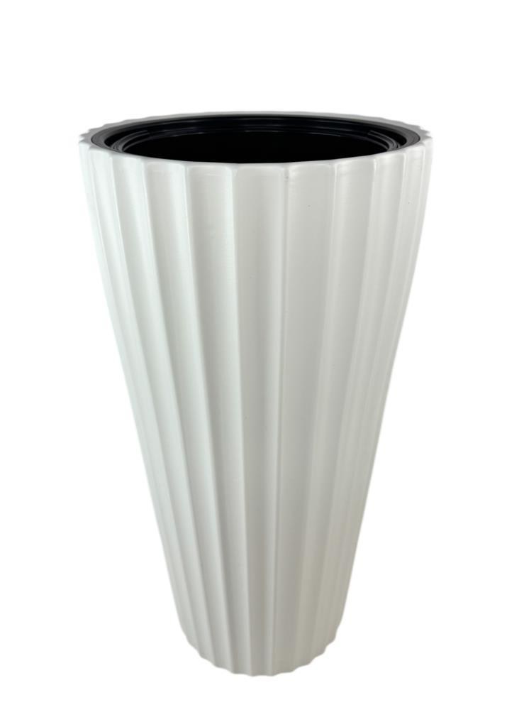 Beyaz Lilyum Model Vazo Dekoratif Plastik Saksı 57cm 9 Litre İç Hacim Estetik ve Modern Tasarım