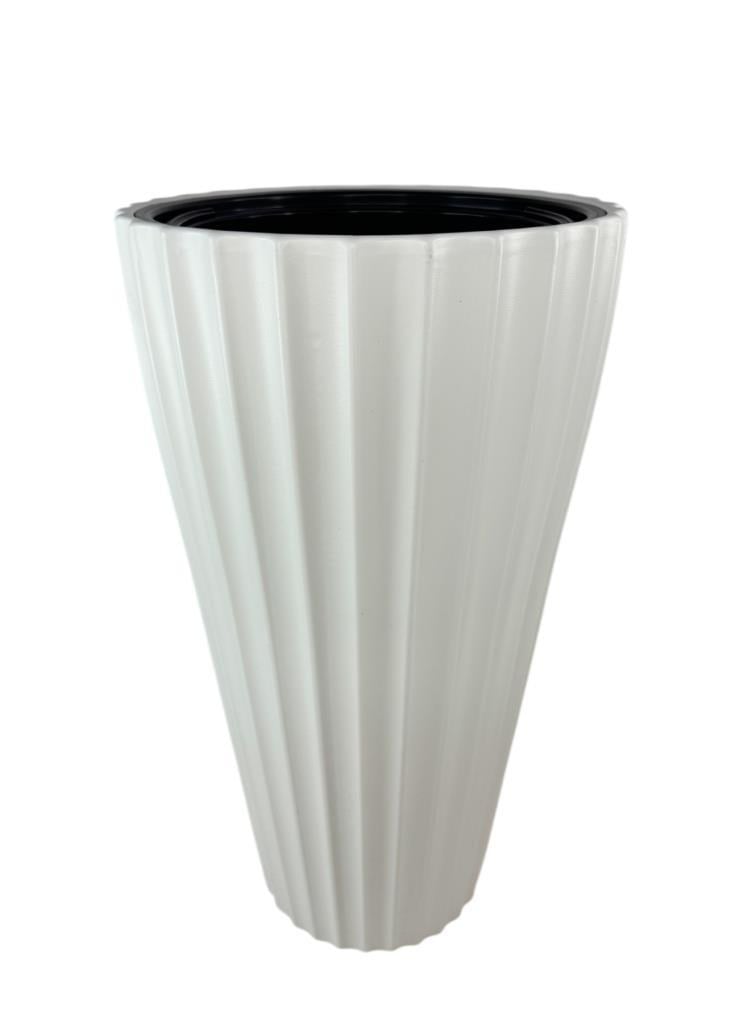 Beyaz Lilyum Model Vazo Dekoratif Plastik Saksı 57cm 9 Litre İç Hacim Estetik ve Modern Tasarım