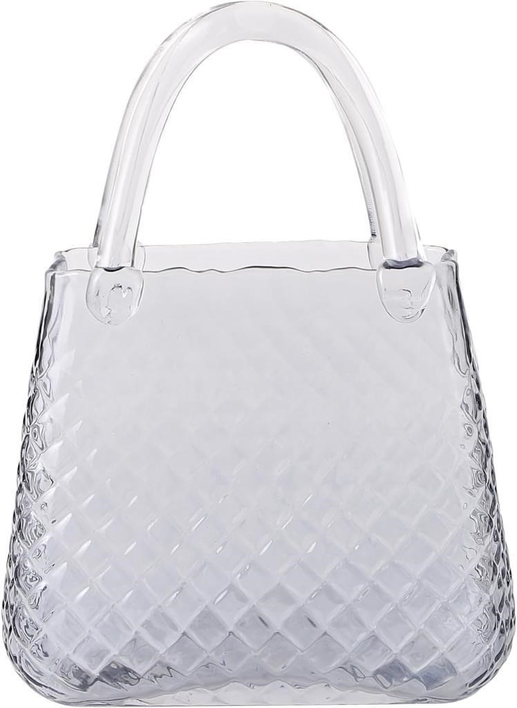 Çanta Vazo Cam Çiçek Vazosu Dekoratif Antrasit Vazo Büyük Boy Oval Model 1,5kg Glass Bag Vase