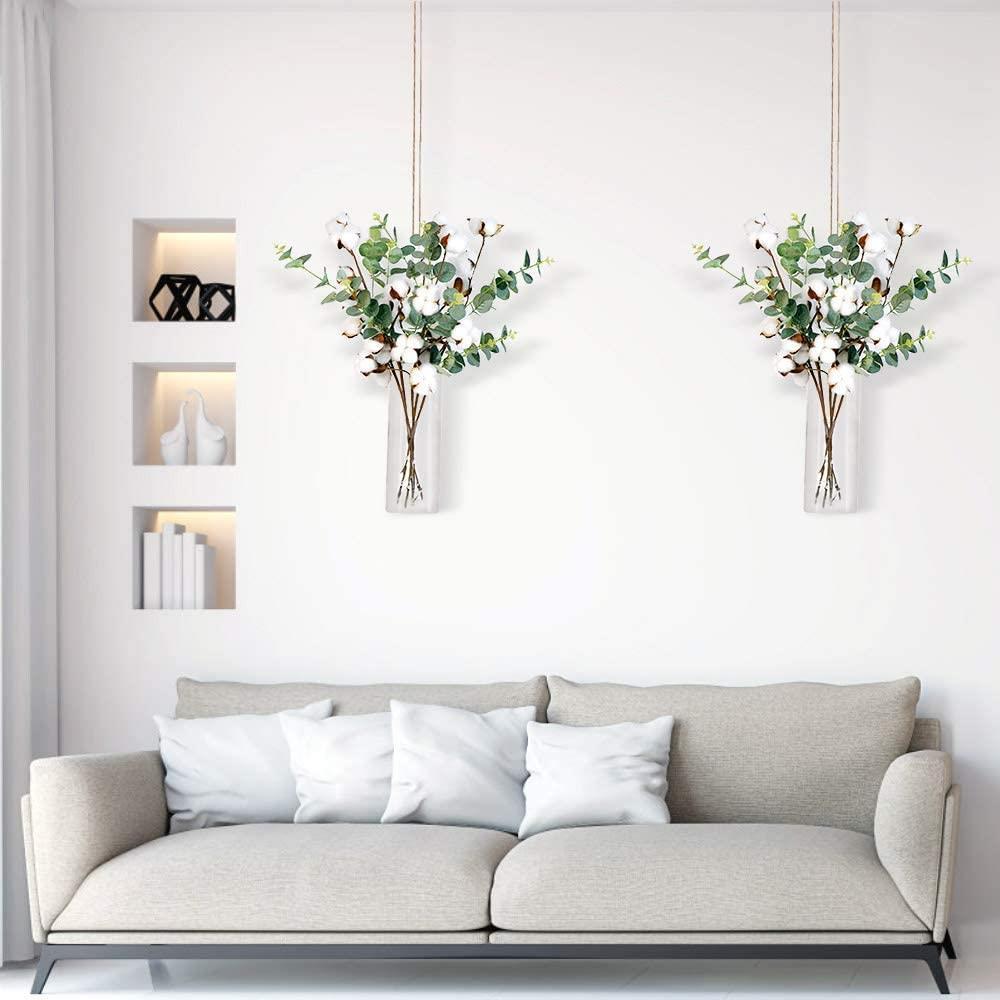 Doğal Pamuk Çiçeği Okaliptuslu 5li Kuru Çiçek Yapay Çiçek