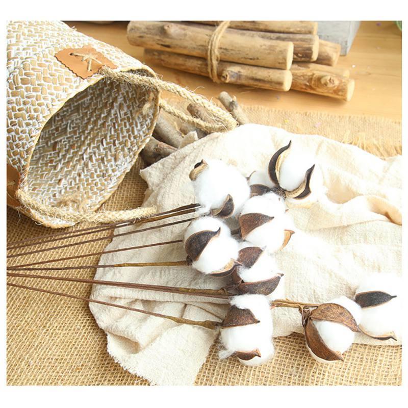 Doğal Pamuk Dalı Dekratif Kuru Çiçek  Yapay Çiçek 1 ADET Pamuk Topu