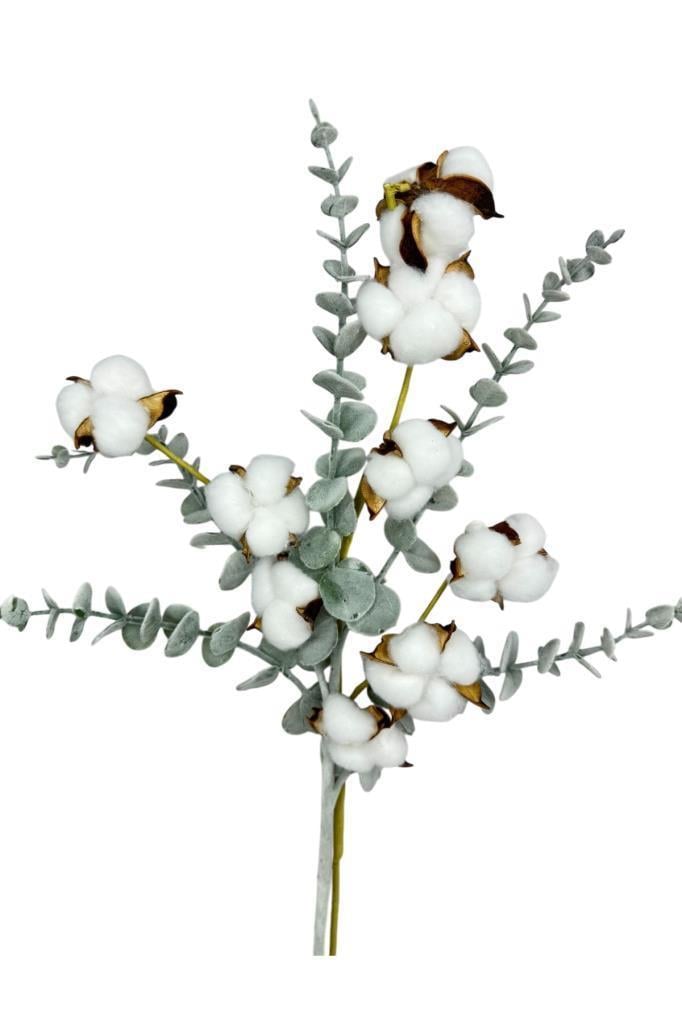 Doğal Pamuk Ve Okaliptus Çiçeği Kuru Çiçek Yapay Çiçek 2li Mix  
