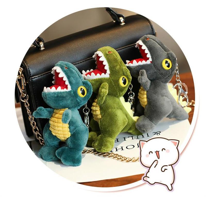 Gri Dinazor Anahtarlık Çanta Süsü Peluş Dinozor Anahtarlık