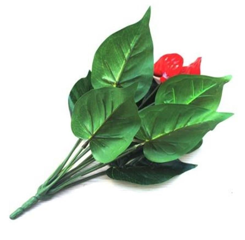 Islak Antoryum Kırmızı Yapay Çiçek Etli 1.Kalite 3 Kafalı Anthurium