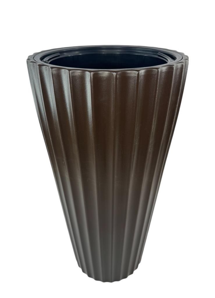 Kahverengi Lilyum Model Vazo Dekoratif Plastik Saksı 57cm 9 Litre İç Hacim Estetik ve Modern Tasarım