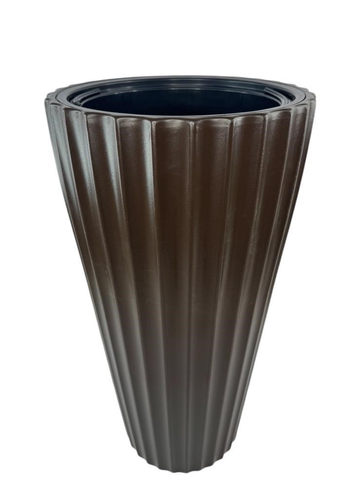 Kahverengi Lilyum Model Vazo Dekoratif Plastik Saksı 57cm 9 Litre İç Hacim Estetik ve Modern Tasarım