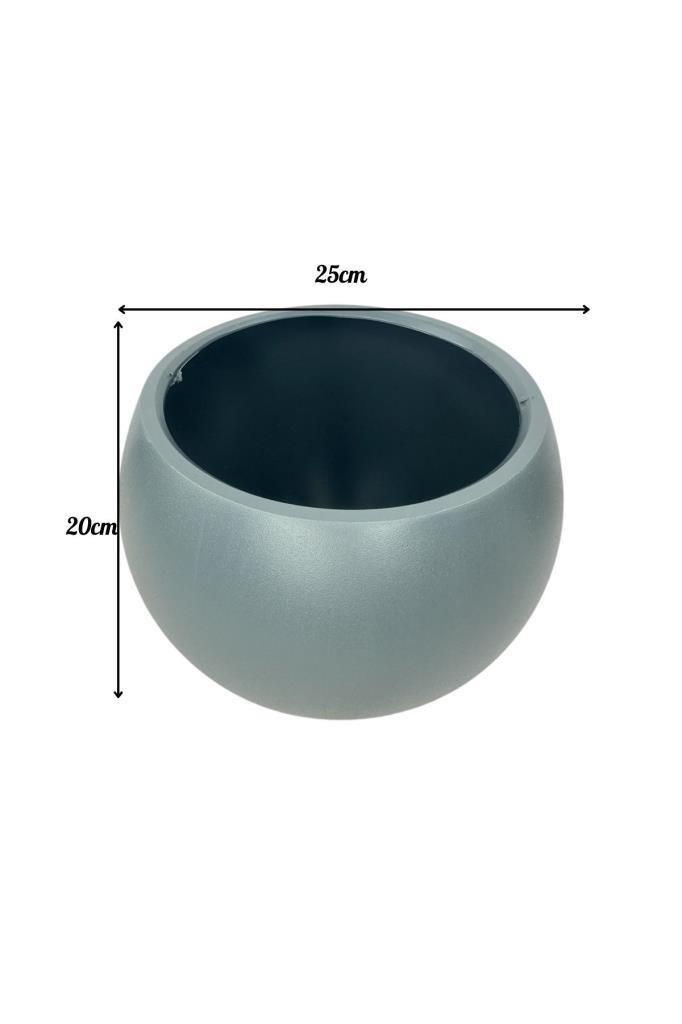 Küre Yuvarlak Top Vazo Dekoratif Saksı ANTRASİT 25*20cm