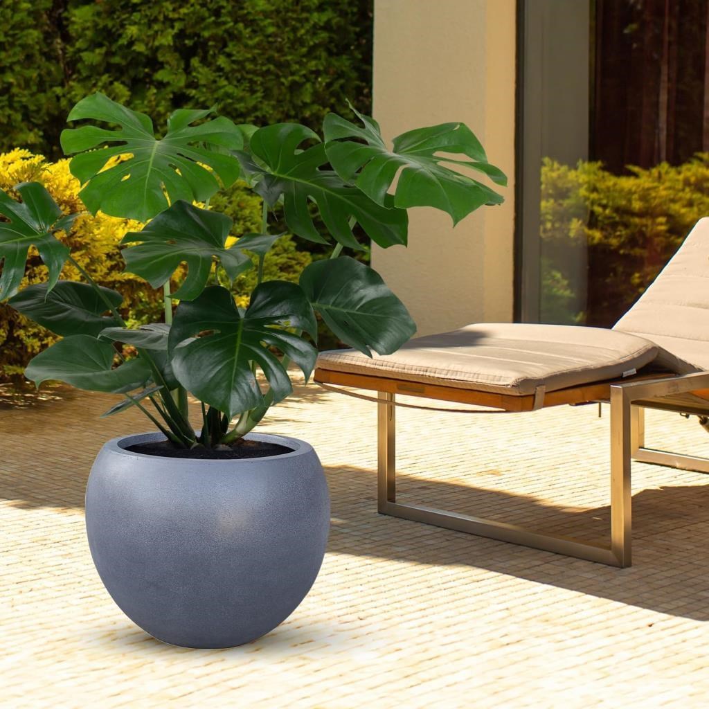 Küre Yuvarlak Top Vazo Dekoratif Saksı ANTRASİT 25*20cm