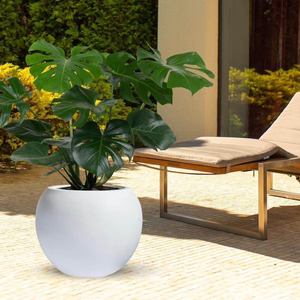 Küre Yuvarlak Top Vazo Dekoratif Saksı BEYAZ 38*30cm