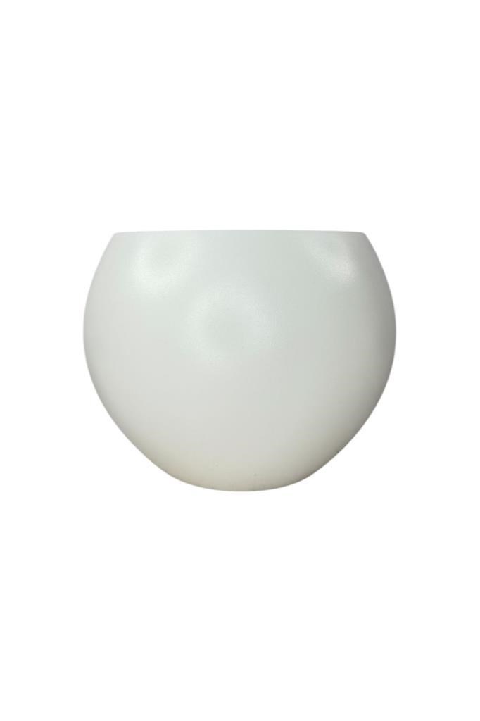 Küre Yuvarlak Top Vazo Dekoratif Saksı BEYAZ 25*20cm