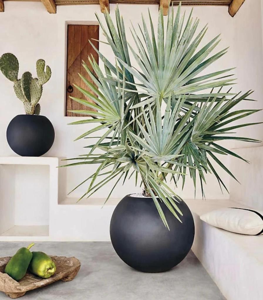 Küre Yuvarlak Top Vazo Dekoratif Saksı ANTRASİT 38*30cm