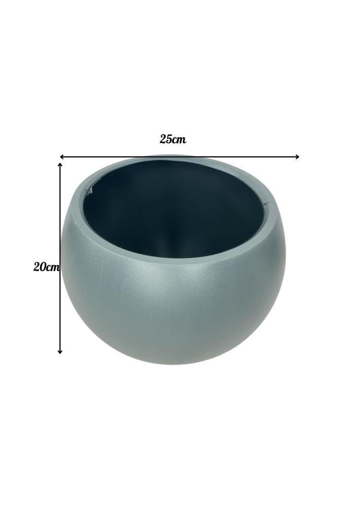 Küre Yuvarlak Top Vazo Dekoratif Saksı ANTRASİT 25*20cm