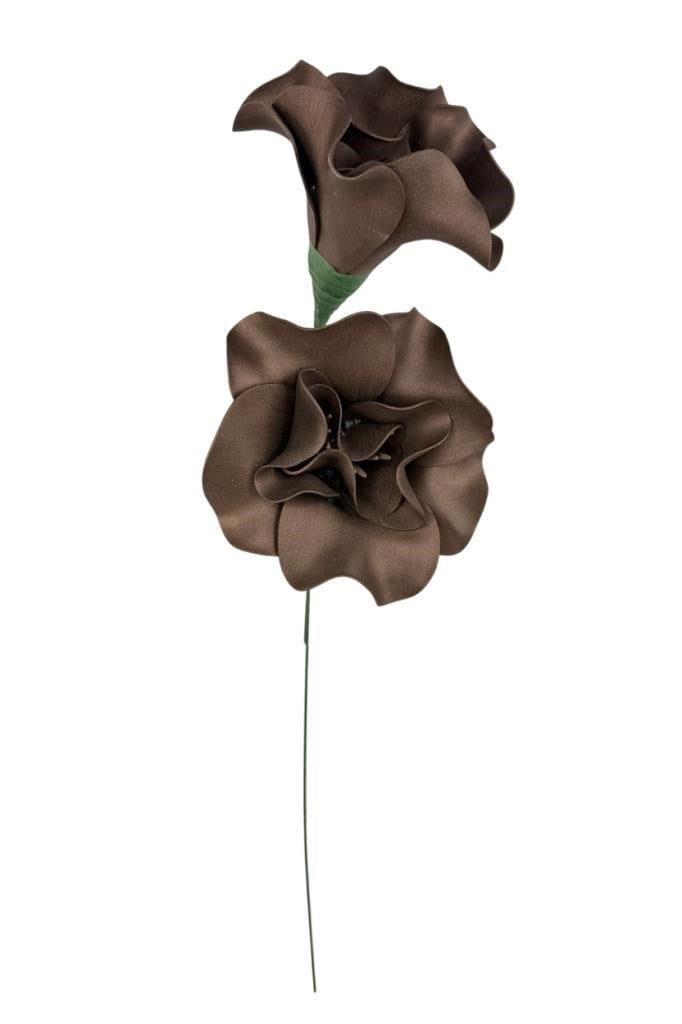 Latex Çiçek 2 Kafalı Manolya Yapay Çiçek Köpük Çiçek BRONZ Renk