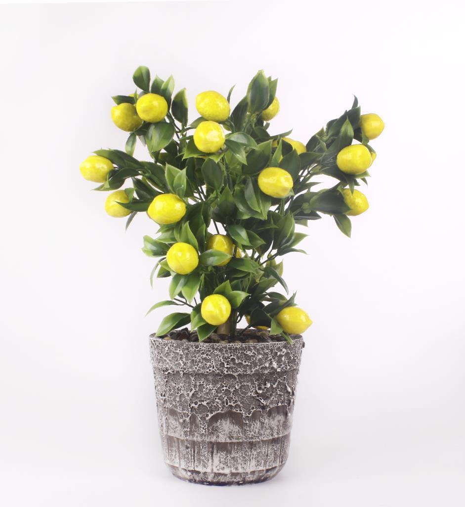 Limon Ağacı Seramik Saksıda Yapay Çiçek  