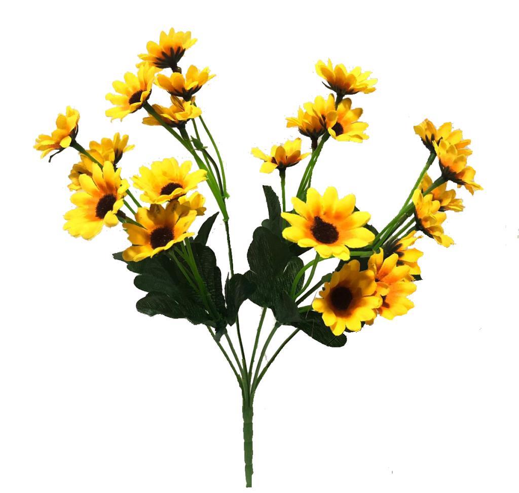 Sarı Papatya Yapay Çiçek 30 cm 6 Dal 24 Kafa