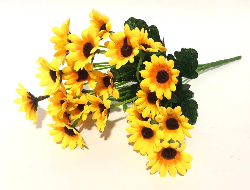 Sarı Papatya Yapay Çiçek 30 cm 6 Dal 24 Kafa