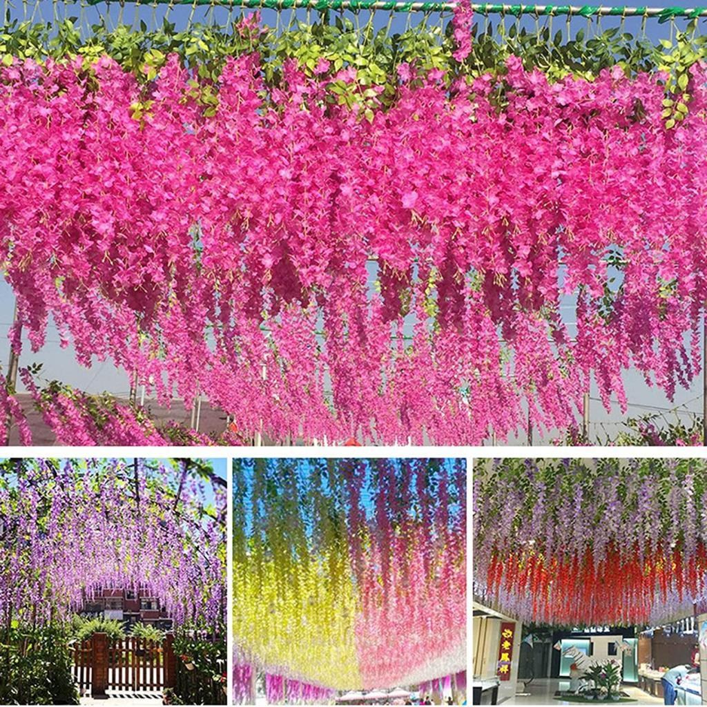 Sarkan Yapay Çiçek Akasya FUŞYA 80 cm 3 Sarkan Dallı 12 ADET BAĞ