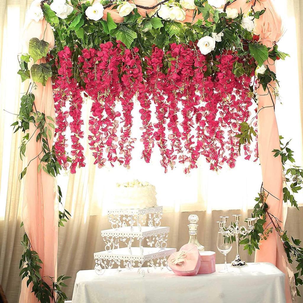 Sarkan Yapay Çiçek Akasya FUŞYA 80 cm 3 Sarkan Dallı 12 ADET BAĞ