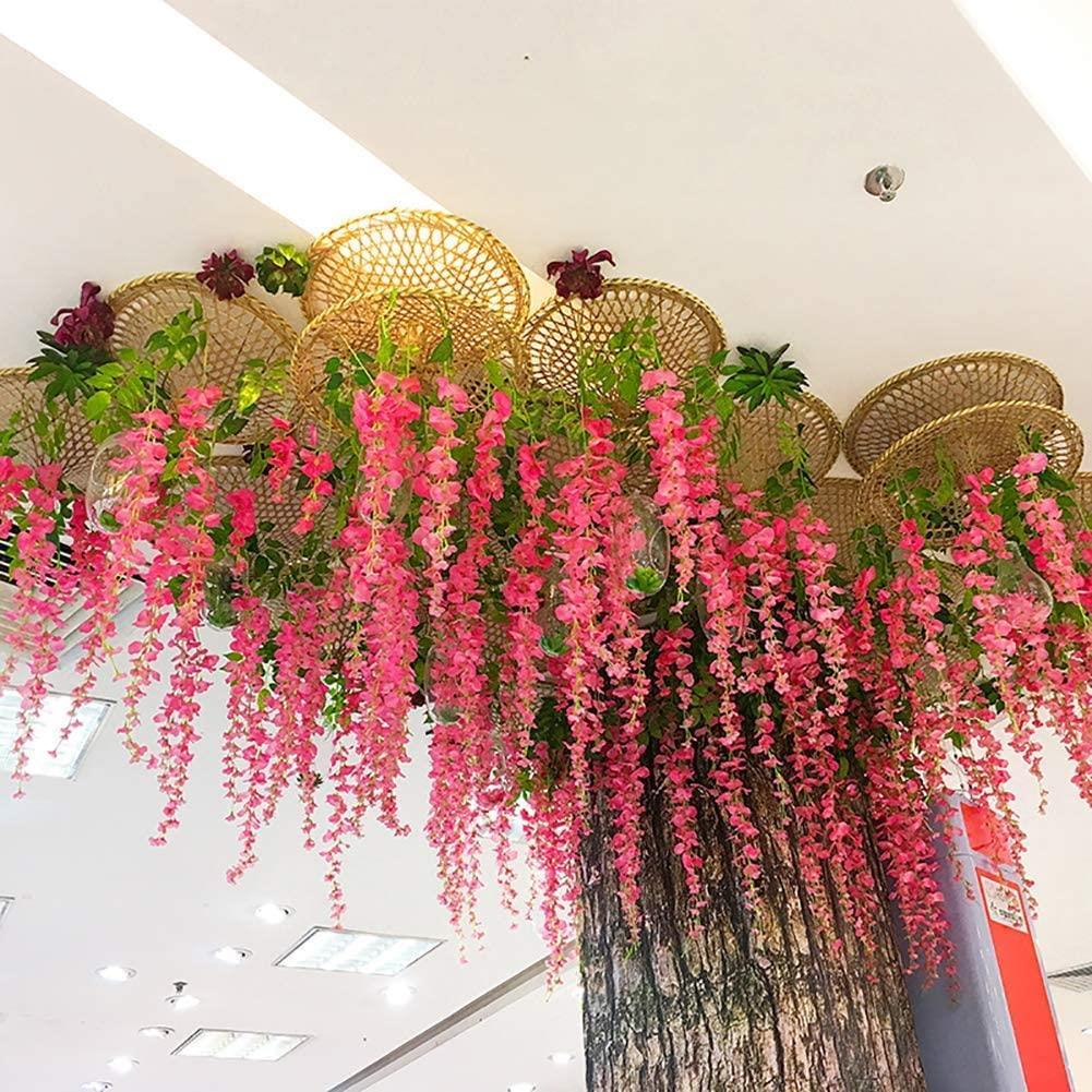 Sarkan Yapay Çiçek Akasya FUŞYA 80 cm 3 Sarkan Dallı 12 ADET BAĞ