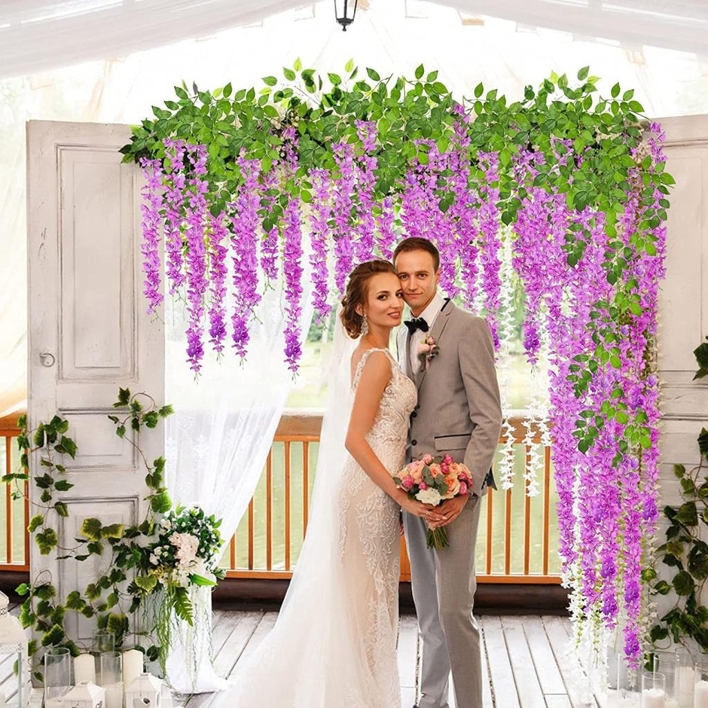 Sarkan Yapay Çiçek Akasya LİLA 80 cm 3 Sarkan Dallı 12 ADET BAĞ