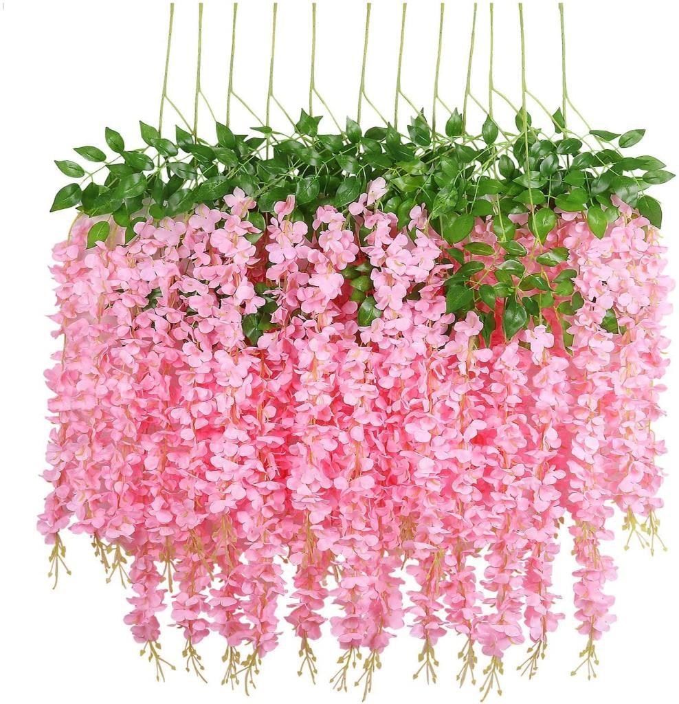 Sarkan Yapay Çiçek Akasya PEMBE 80 cm 3 Sarkan Dallı 12 ADET BAĞ