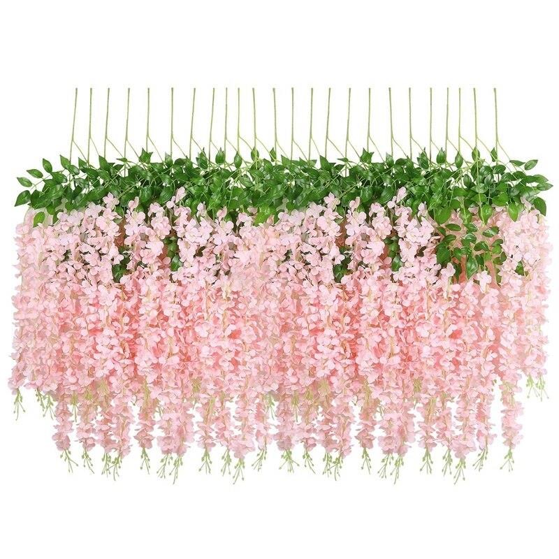 Sarkan Yapay Çiçek Akasya PEMBE AÇIK 80 cm 3 Sarkan Dallı 12 ADET BAĞ