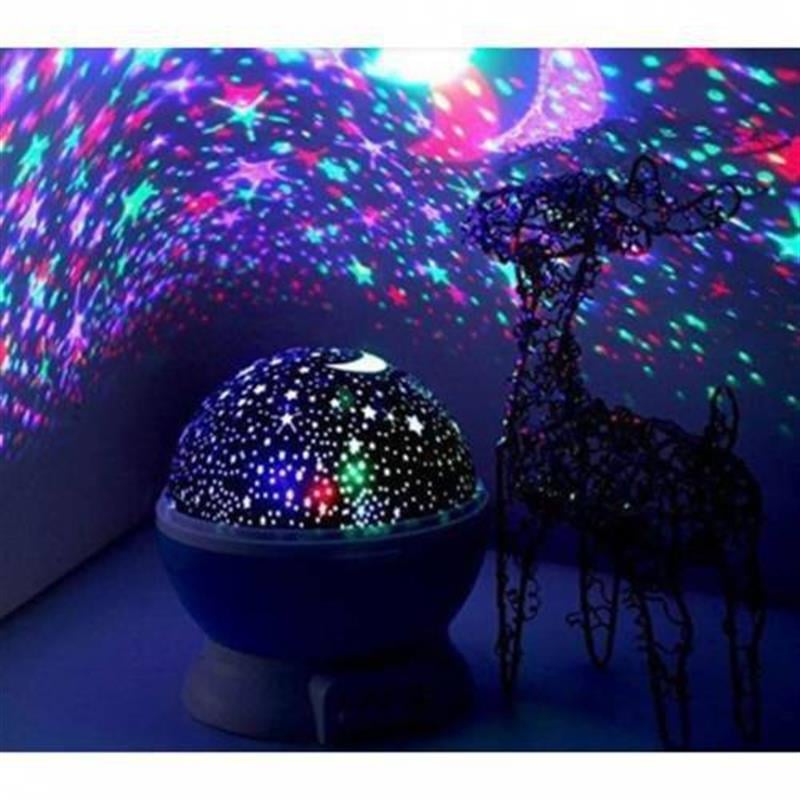 Star Master PEMBE Renkli Yıldızlı Gökyüzü Projeksiyon Dönen Ay Yıldız Gece Lambası
