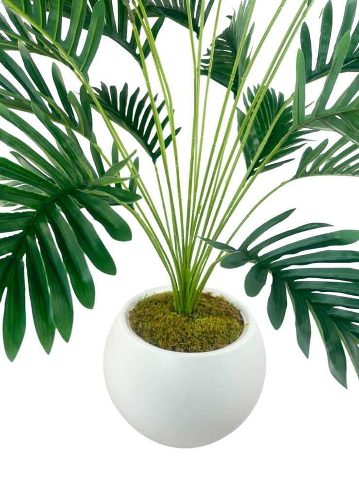 Yapay Ağaç 23 yaprak Palmiye Ağacı Beyaz Küre Saksıda 90*60cm