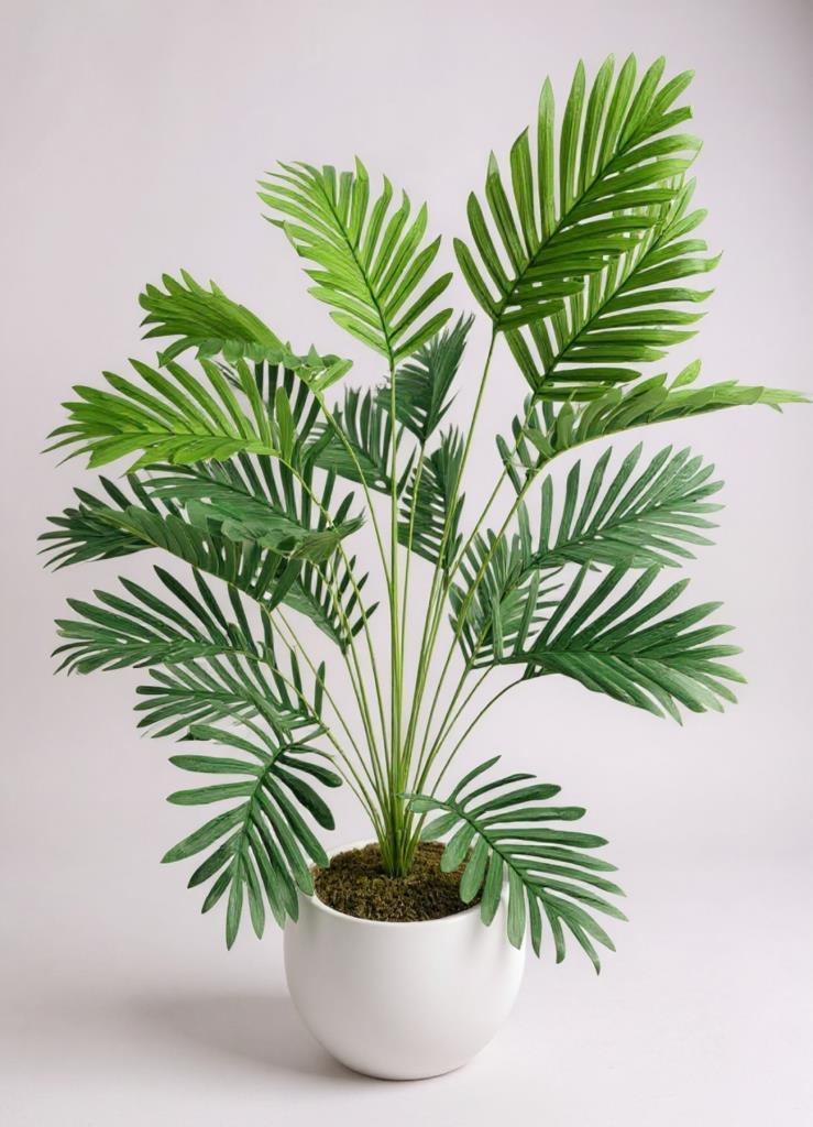 Yapay Ağaç 23 yaprak Palmiye Ağacı Beyaz Küre Saksıda 90*60cm