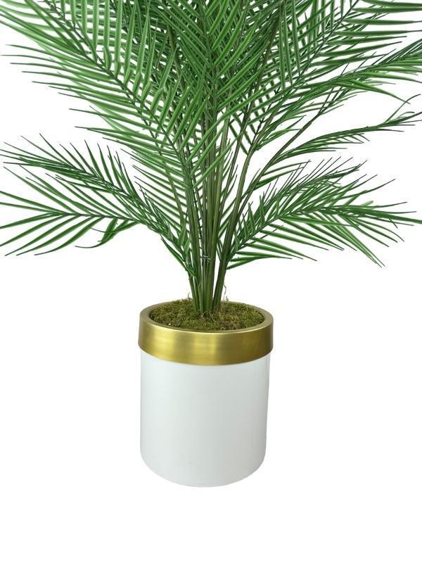 Yapay Ağaç Areka 130*60cm 40Yapraklı BeyazGold Paslanmaz Saksıda 