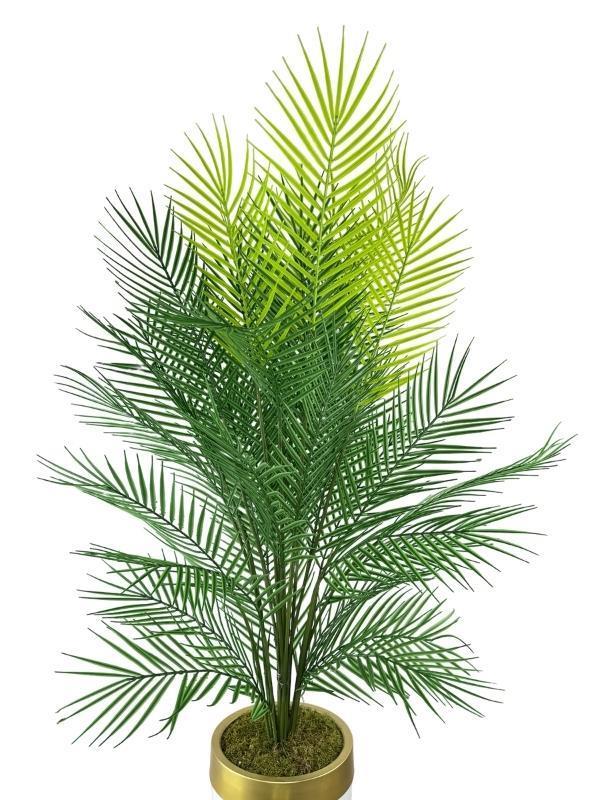 Yapay Ağaç Areka 130*60cm 40Yapraklı BeyazGold Paslanmaz Saksıda 