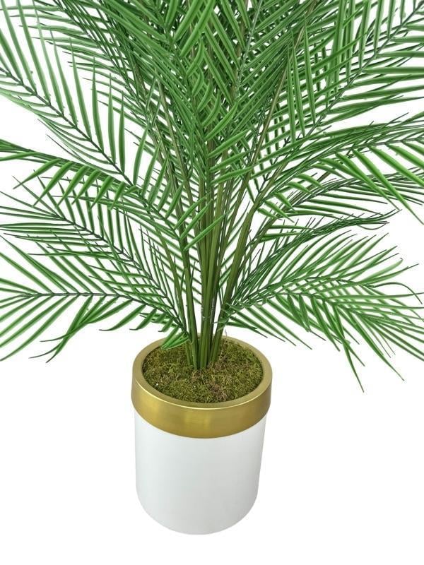 Yapay Ağaç Areka 130*60cm 40Yapraklı BeyazGold Paslanmaz Saksıda 