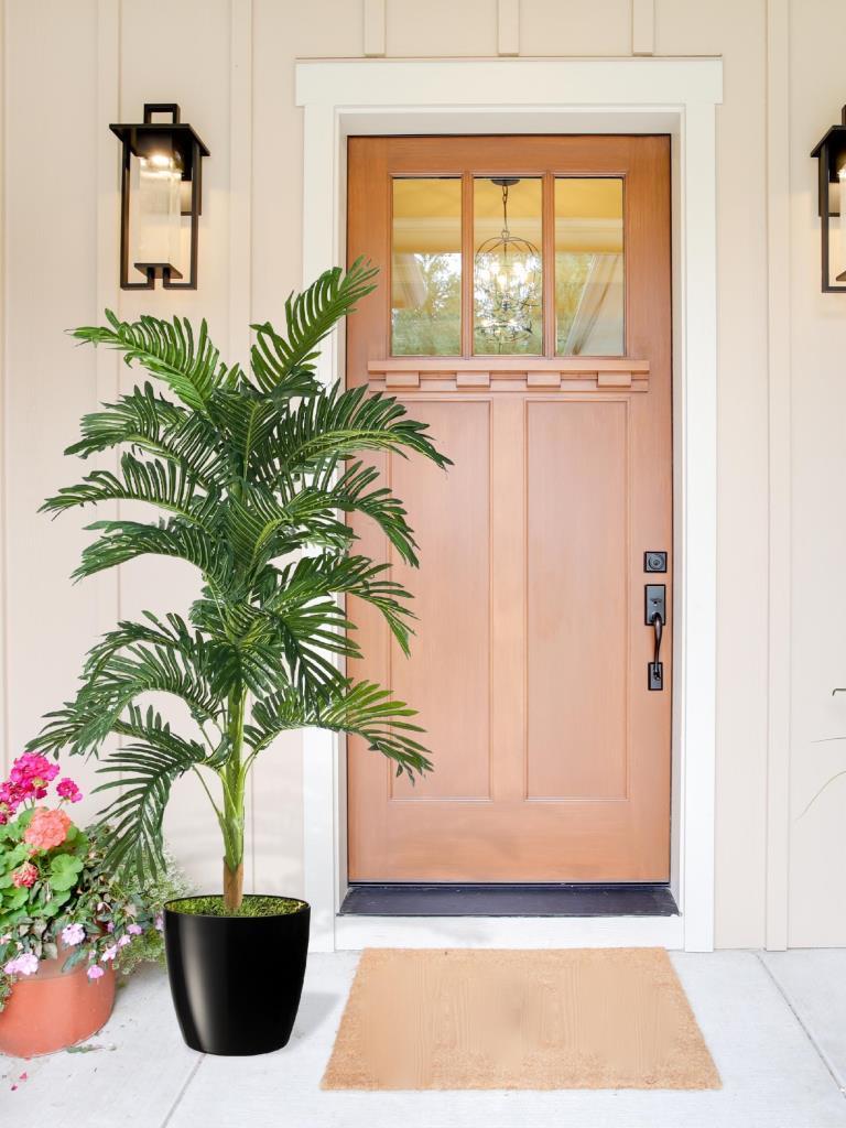 Yapay Ağaç Areka 150cm Gür Yapraklı Siyah Plastik Yakut Saksıda