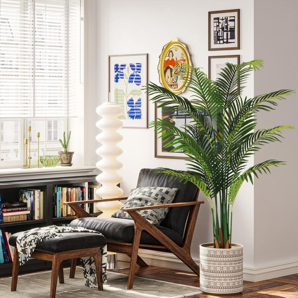 Yapay Ağaç Areka Ağacı Palmiye Ağacı 160cm Siyah Saksıda Salon Bitkisi 