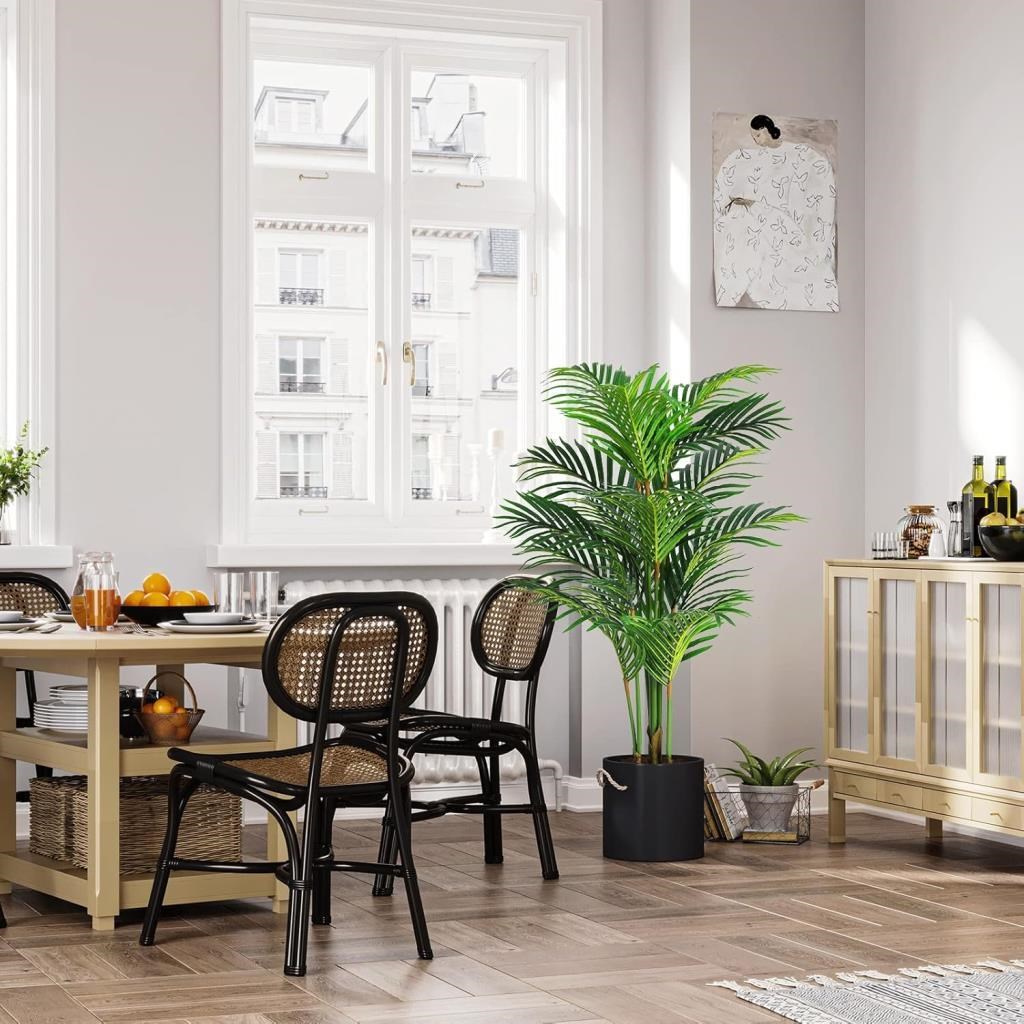 Yapay Ağaç Areka Ağacı Palmiye Ağacı 160cm Siyah Saksıda Salon Bitkisi 