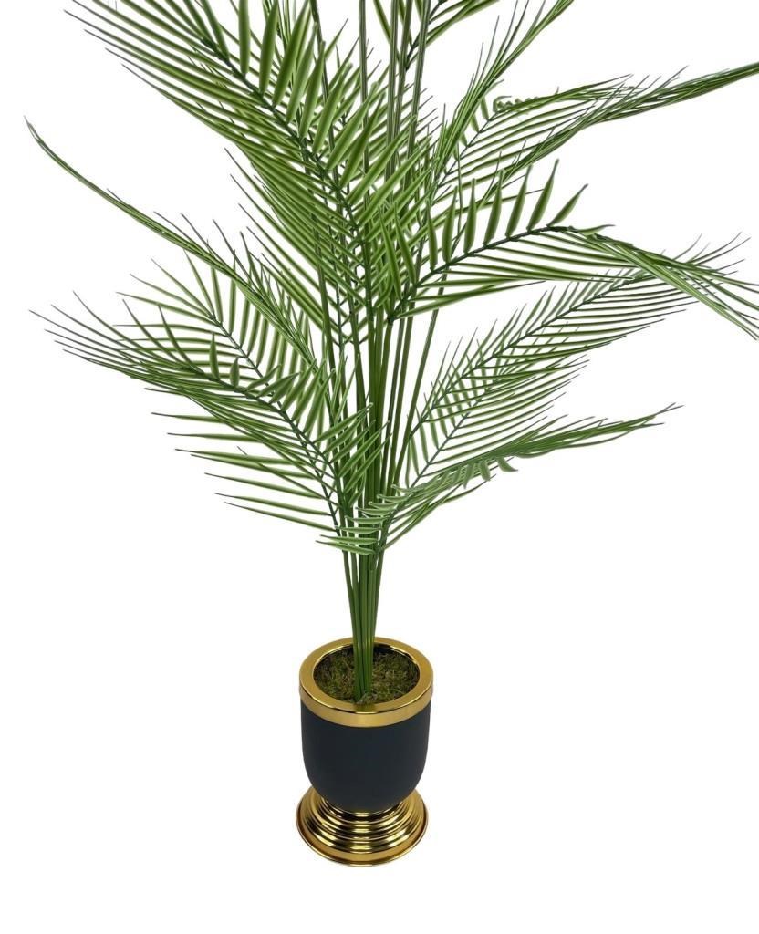 Yapay Ağaç Areka Ağacı Salon Bitkisi Siyah Gold Metal Vazoda 130 cm 12 Yaprak