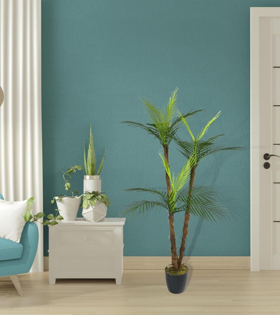 Yapay Ağaç Areka Palmiye 3Katlı 3 Dal 18 Yaprak 130cm Salon Çiçeği Yapay Çiçek