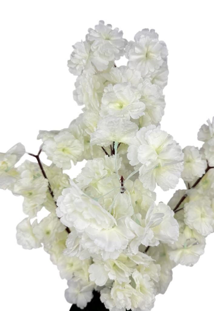 Yapay Ağaç Bahardalı Ağacı Beyaz Japon Kiraz Çiçeği Sakura Çiçeği 70cm Siyah Plastik Saksılı