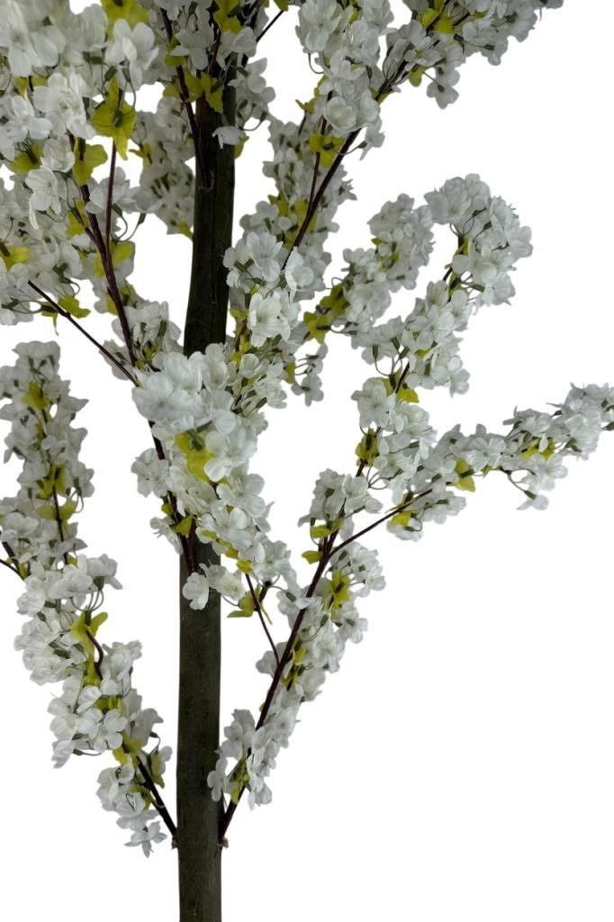 Yapay Ağaç Bahardalı Ağacı Beyaz Küre Saksıda Japon Kiraz Çiçeği Beyaz Renkli 170*60cm