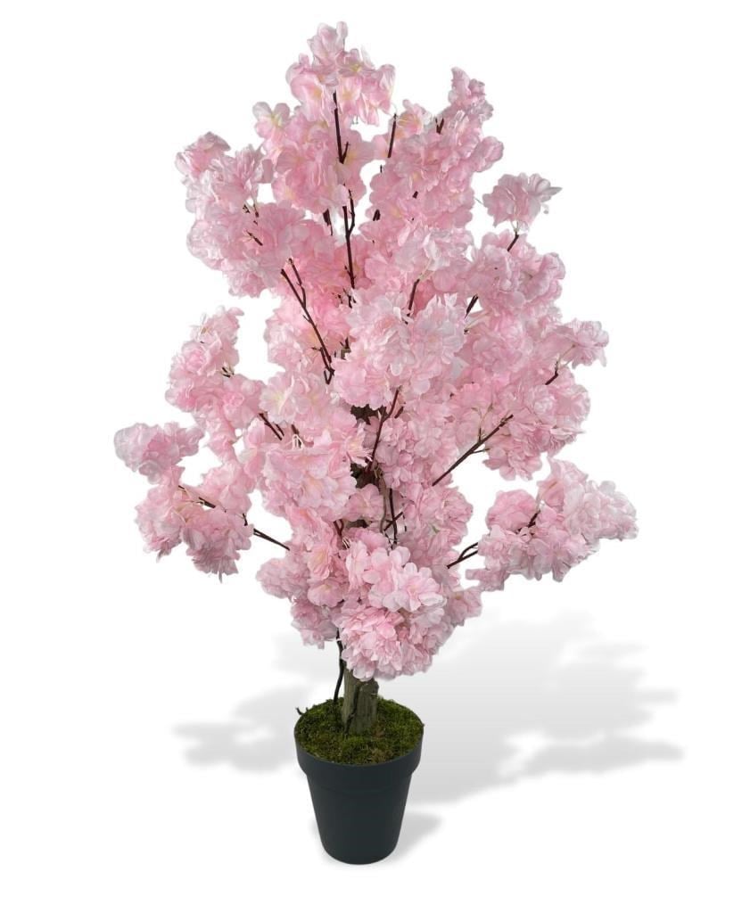 Yapay Ağaç Bahardalı Ağacı Pembe Japon Kiraz Çiçeği Sakura Çiçeği 80cm Siyah Plastik Saksılı