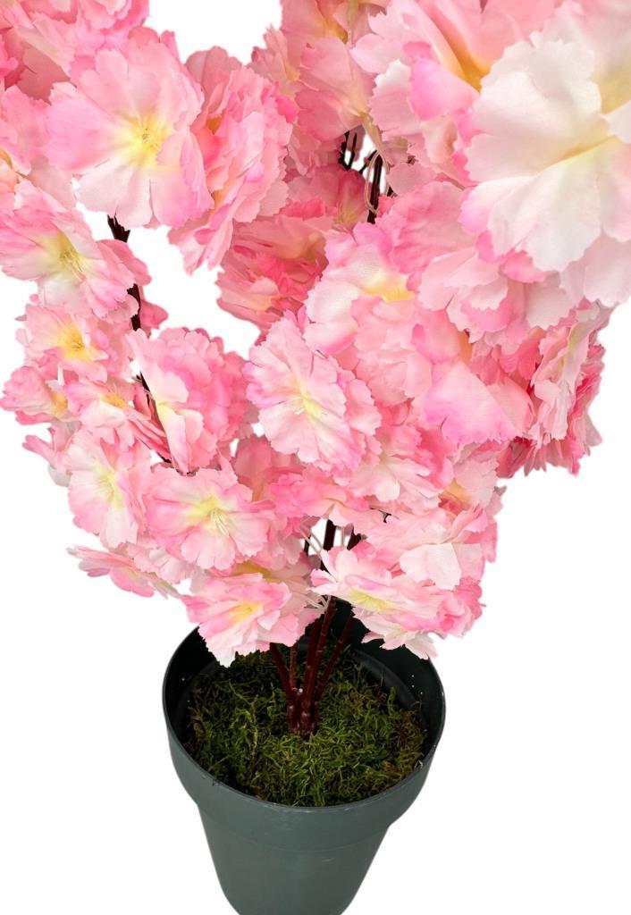 Yapay Ağaç Bahardalı Ağacı Pembe Japon Kiraz Çiçeği Sakura Çiçeği 70cm Siyah Plastik Saksılı