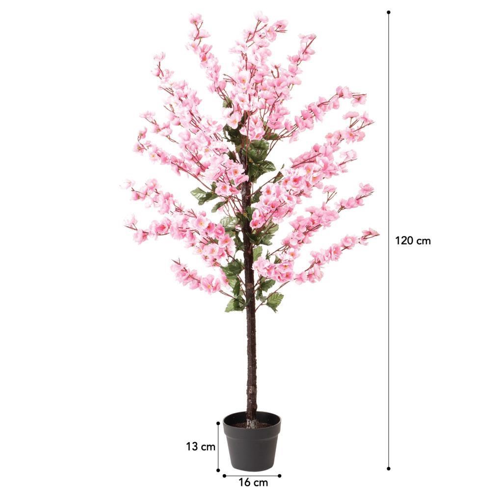 Yapay Ağaç Bahardalı Ağacı Pembe Japon Kiraz Çiçeği Sakura Çiçeği 127x70cm Siyah Plastik Saksılı