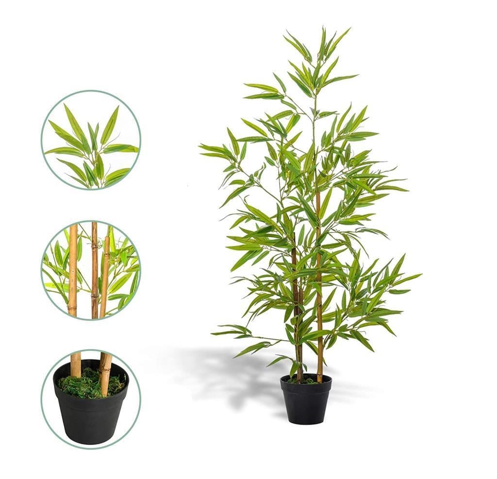 Yapay Ağaç Bambu Ağacı 3 Gövdeli 100*40cm Siyah Plastik Saksılı