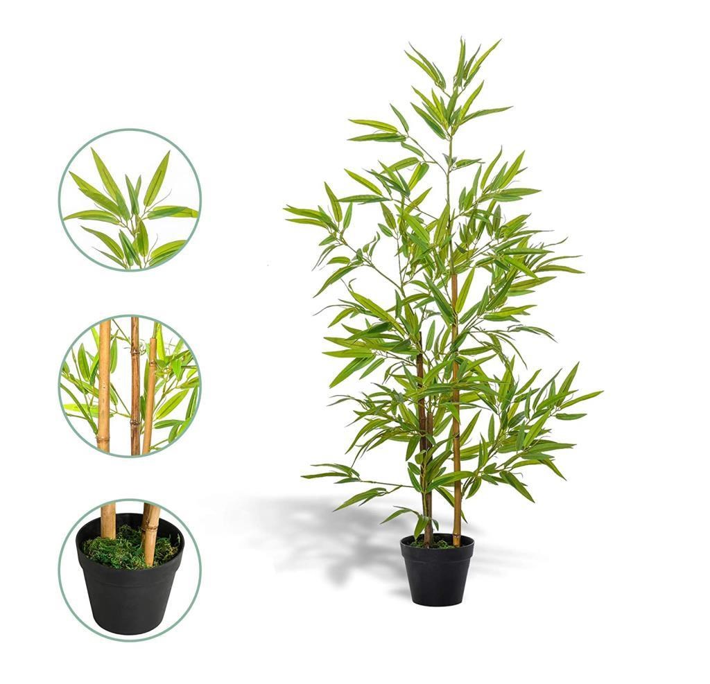 Yapay Ağaç Bambu Ağacı 3 Gövdeli 100*40cm Siyah Plastik Saksılı